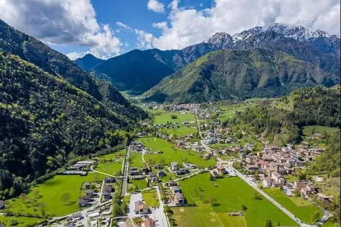 Framed Print : The Improbable aerial landscape of village Molveno Framed Print : The Improbable aerial landscape of village Molveno