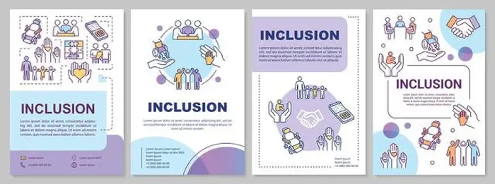 Framed Print : Inclusion brochure template. Disabled aid Framed Print : Inclusion brochure template. Disabled aid