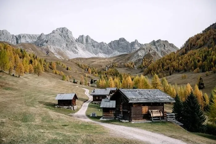 Framed Print : Incredible autumn view at Valfreda valley in Italian Dolomite Alps. Wooden cabins, yellow grass Framed Print : Incredible autumn view at Valfreda valley in Italian Dolomite Alps. Wooden cabins, yellow grass