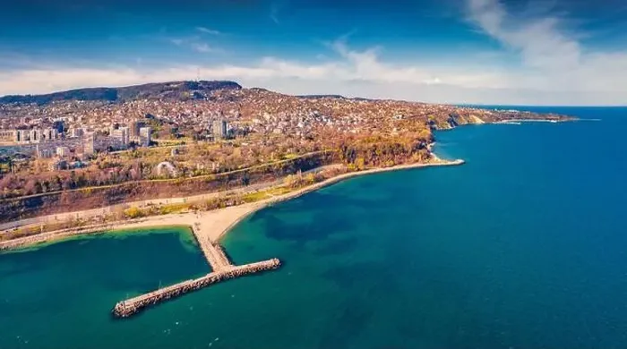 Framed Print : Incredible morning view from flying drone of Varna port Framed Print : Incredible morning view from flying drone of Varna port