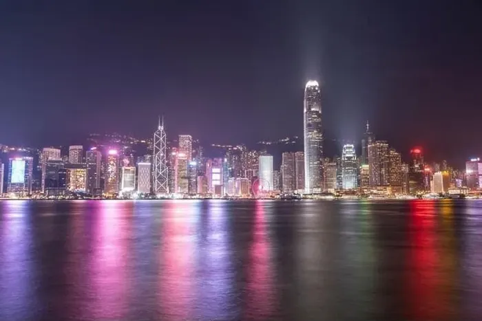 Framed Print : The incredible night cityscape view of lights on the water on Victoria Harbour in Hong Kong Framed Print : The incredible night cityscape view of lights on the water on Victoria Harbour in Hong Kong
