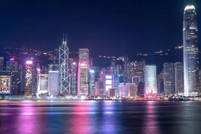 Framed Print : The incredible night cityscape view of lights on the water on Victoria Harbour in Hong Kong Framed Print : The incredible night cityscape view of lights on the water on Victoria Harbour in Hong Kong