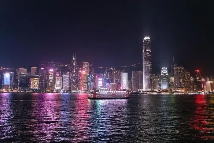 Framed Print : The incredible night cityscape view of lights on the water on Victoria Harbour in Hong Kong Framed Print : The incredible night cityscape view of lights on the water on Victoria Harbour in Hong Kong