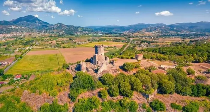Framed Print : Incredible summer view from flying drone of historical landmark - Velia Tower Framed Print : Incredible summer view from flying drone of historical landmark - Velia Tower