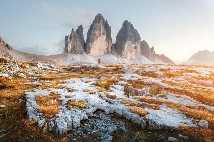 Framed Print : Incredible view of the Three Peaks of Lavaredo in morning light Framed Print : Incredible view of the Three Peaks of Lavaredo in morning light