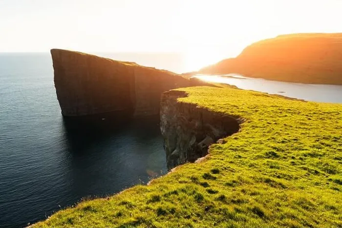 Framed Print : Incredible view of Sorvagsvatn lake on cliffs of Vagar island in sunset time, Faroe Islands, Denmark. Landscape photography Framed Print : Incredible view of Sorvagsvatn lake on cliffs of Vagar island in sunset time, Faroe Islands, Denmark. Landscape photography