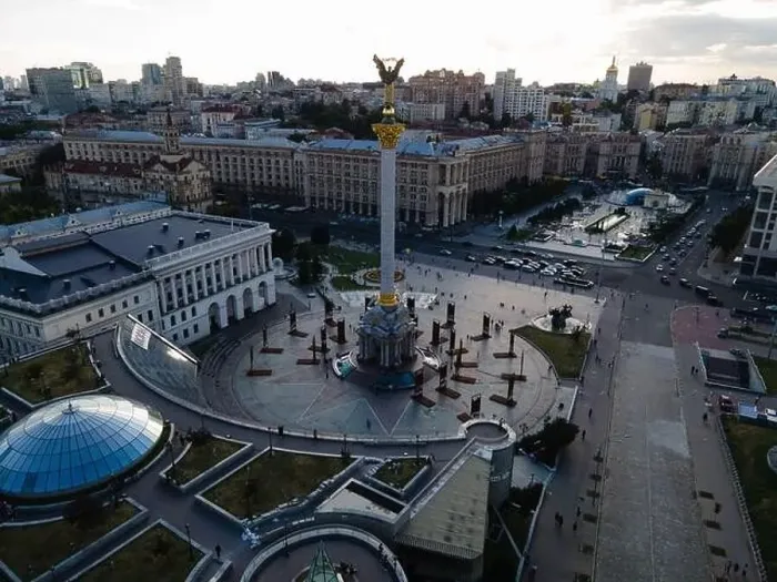 Framed Print : Independence Square in Kyiv, Ukraine. Maidan. Aerial view Framed Print : Independence Square in Kyiv, Ukraine. Maidan. Aerial view