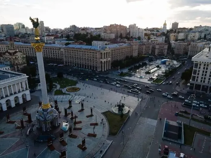 Framed Print : Independence Square in Kyiv, Ukraine. Maidan. Aerial view Framed Print : Independence Square in Kyiv, Ukraine. Maidan. Aerial view