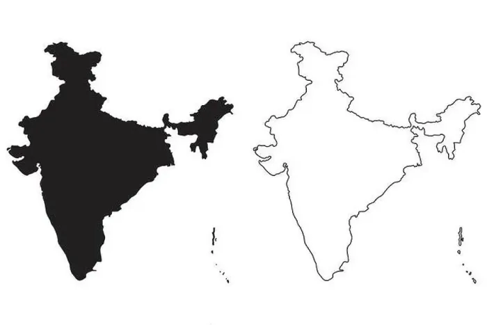 Framed Print : India Country Map. Black silhouette and outline isolated on white background. EPS Vector Framed Print : India Country Map. Black silhouette and outline isolated on white background. EPS Vector