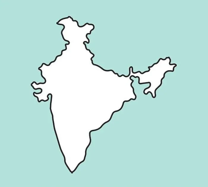 Framed Print : India Country Outline Map Asia Minimal Illustration World Nation Geographic Drawing