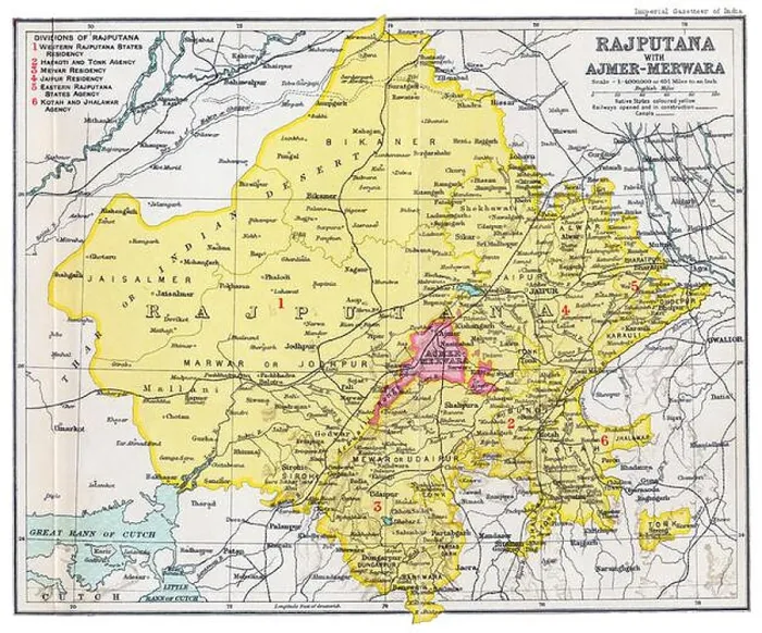 Framed Print : India: Imperial Gazetteer of India map of Rajputana with Ajmer-Merwara by J Framed Print : India: Imperial Gazetteer of India map of Rajputana with Ajmer-Merwara by J