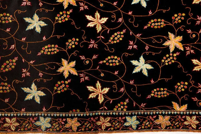 Framed Print : India, Jammu & Kashmir, Srinagar, hand embroiderered chinar leaf motif design of finest quality pashmina Framed Print : India, Jammu & Kashmir, Srinagar, hand embroiderered chinar leaf motif design of finest quality pashmina