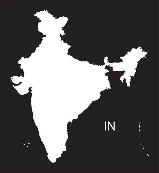 Framed Print : India Map black white Framed Print : India Map black white