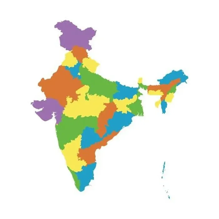Framed Print : India map with federal states. Flat vector Framed Print : India map with federal states. Flat vector
