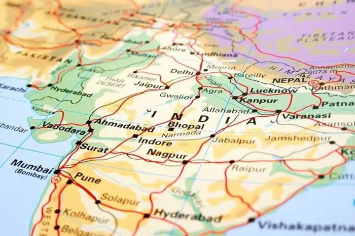 Framed Print : India map with mountains and rivers Framed Print : India map with mountains and rivers