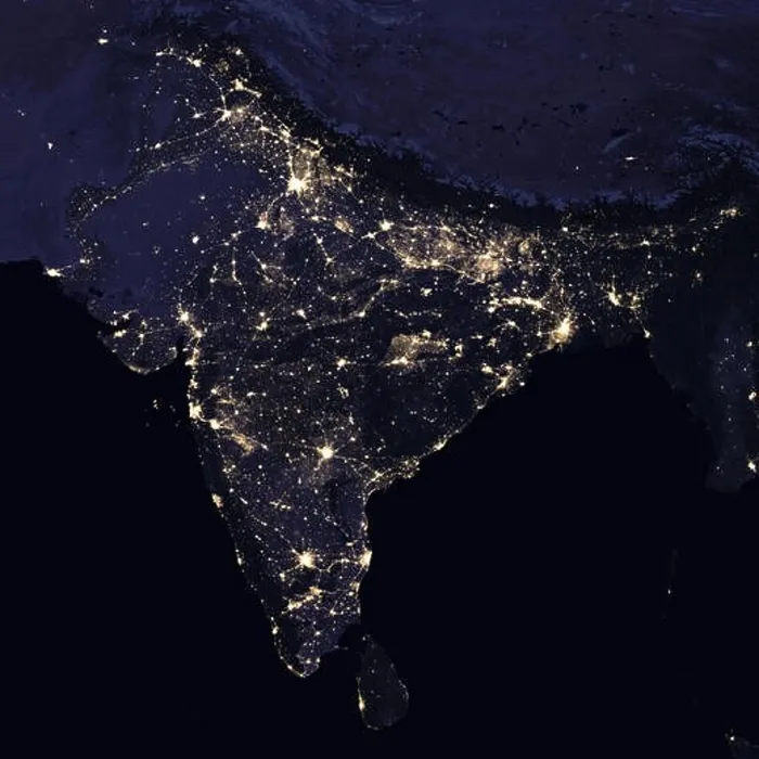 Framed Print : India night view from space. Elements of this image furnished by NASA Framed Print : India night view from space. Elements of this image furnished by NASA