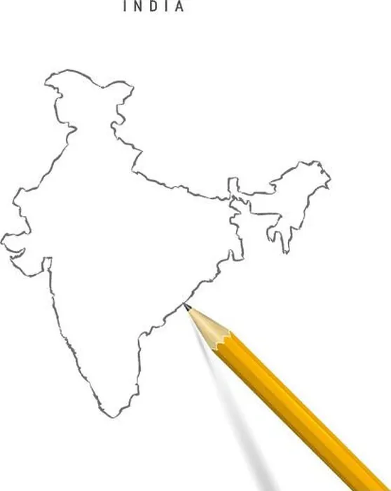 Framed Print : India sketch outline map isolated on white background Framed Print : India sketch outline map isolated on white background