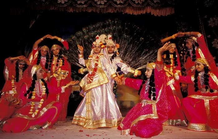 Framed Print : india uttar pradesh vrindavan Ras Lila show in Vrindavan Ras Lila theatre is a traditional drama dance preformed by Bramhin boys at the age of 13 14
