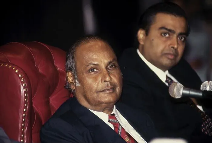 Framed Print : Indian businessman and industrialist Dhirubhai and Mukesh Ambani NO MR Framed Print : Indian businessman and industrialist Dhirubhai and Mukesh Ambani NO MR