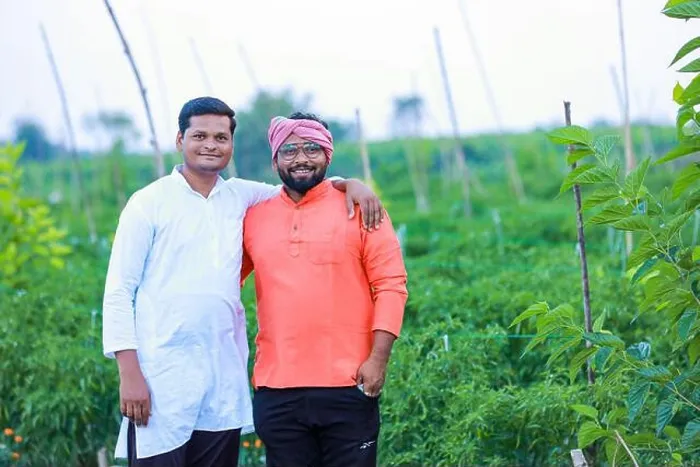 Framed Print : two indian farmer standing in farm, happy farmer, brothers Framed Print : two indian farmer standing in farm, happy farmer, brothers