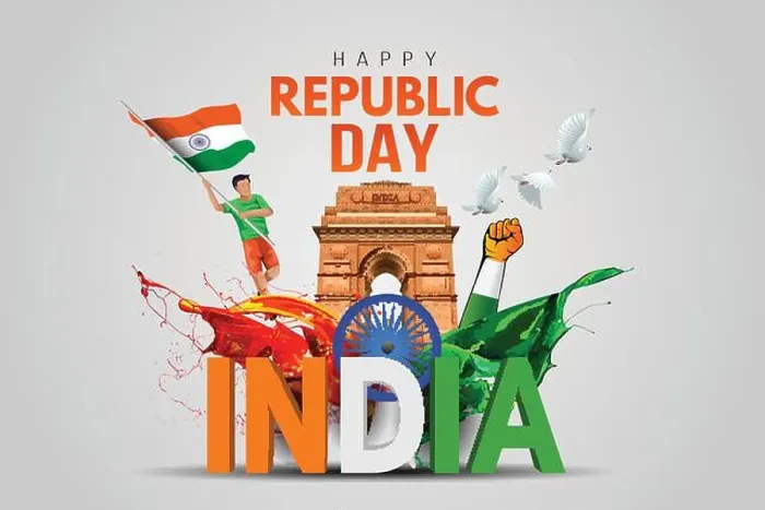 Framed Print : Indian republic Day celebrations with 26th January india 3d text and Ashoka Wheel