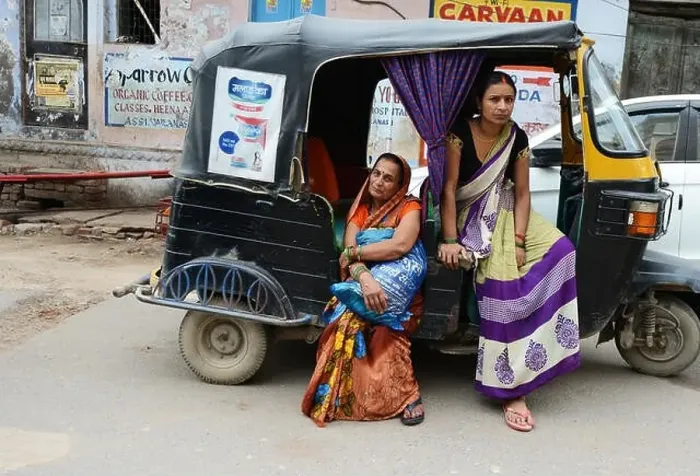 Framed Print : Indian women sitting on an auto rickshaw Framed Print : Indian women sitting on an auto rickshaw