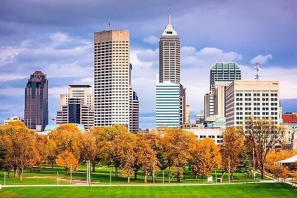 Indianapolis, Indiana, USA city skyline in autumn