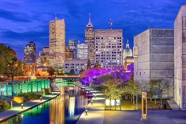Indianapolis, Indiana, USA skyline on the Canal Walk