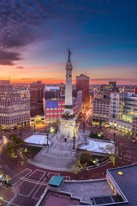 Framed Print : Indianapolis, Indiana, USA skyline over Monument Circle at dusk Framed Print : Indianapolis, Indiana, USA skyline over Monument Circle at dusk