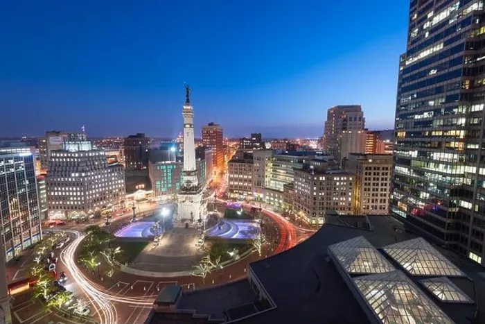Framed Print : Indianapolis, Indiana, USA skyline over Monument Circle at night Framed Print : Indianapolis, Indiana, USA skyline over Monument Circle at night