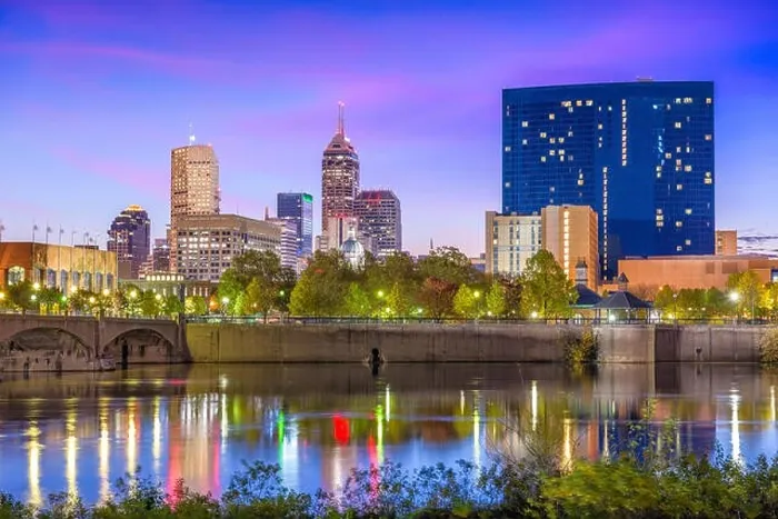Framed Print : Indianapolis, Indiana, USA skyline on the White River