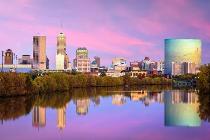Framed Print : Indianapolis, Indiana, USA skyline on the White River