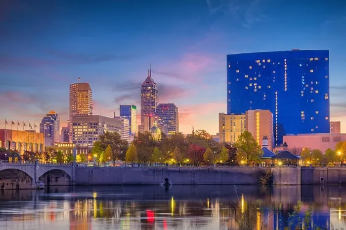 Framed Print : Indianapolis, Indiana, USA skyline on the White River Framed Print : Indianapolis, Indiana, USA skyline on the White River