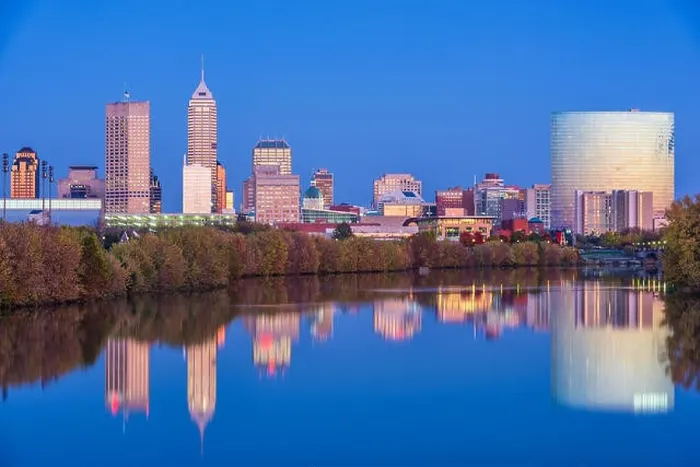 Framed Print : Indianapolis, Indiana, USA skyline on the White River Framed Print : Indianapolis, Indiana, USA skyline on the White River