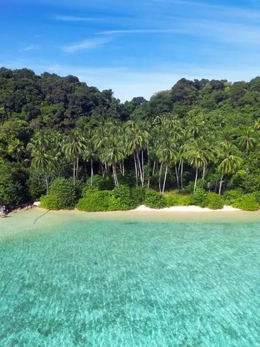 Framed Print : Indonesia Anambas Islands - Drone view Telaga Island coast line with beach Framed Print : Indonesia Anambas Islands - Drone view Telaga Island coast line with beach