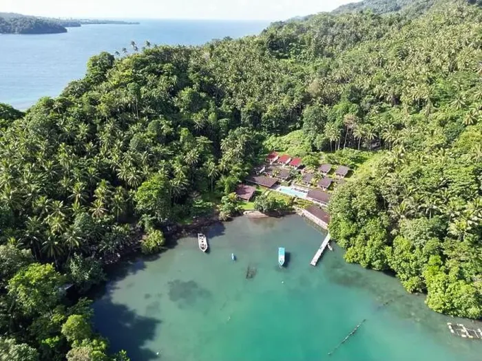 Framed Print : Indonesia Lembeh - Drone view to Lembeh Island Framed Print : Indonesia Lembeh - Drone view to Lembeh Island