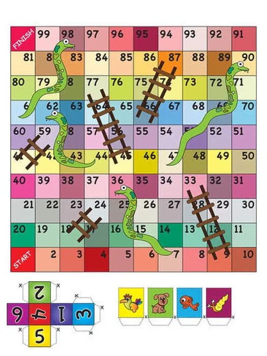 Framed Print : An indoor game of Snake Ladder