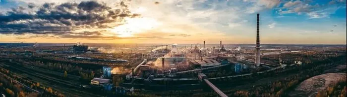 Framed Print : industrial landscape with heavy pollution produced by a large factory Framed Print : industrial landscape with heavy pollution produced by a large factory