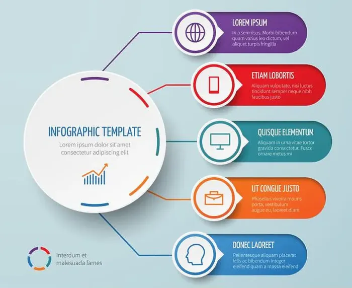 Framed Print : Infographic for business presentation with circular elements and options vector template