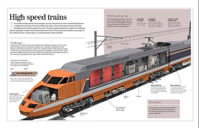 Framed Print : Infographic about high speed trains, focusing on the French TGV. [Adobe InDesign (.indd); 4960x3188]