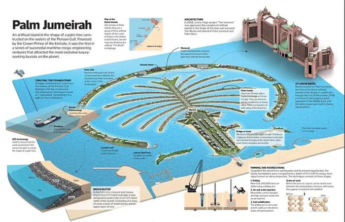 Framed Print : Infographic of Palm Jumeirah Framed Print : Infographic of Palm Jumeirah