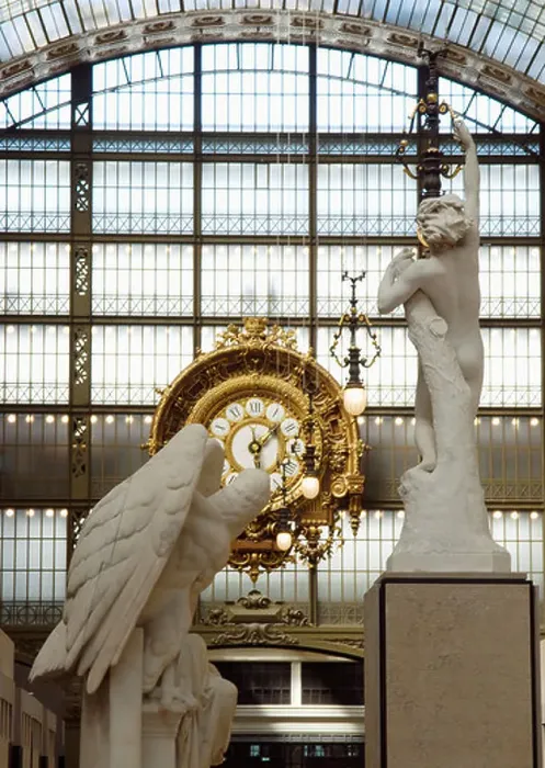 Framed Print : Inside the Musee d'Orsay with the old railway station windows in the background Framed Print : Inside the Musee d'Orsay with the old railway station windows in the background