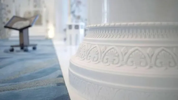 Framed Print : Interior of a white orthodox beautiful church. Scene. Close up view of the column with carved pattern Framed Print : Interior of a white orthodox beautiful church. Scene. Close up view of the column with carved pattern