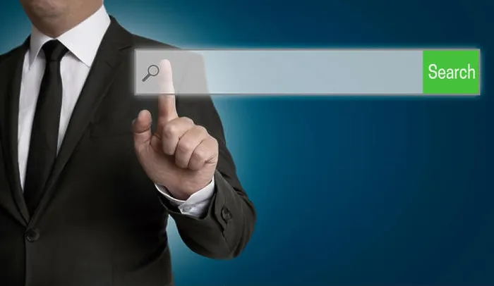 Framed Print : empty Internet browser is operated by businessman Framed Print : empty Internet browser is operated by businessman
