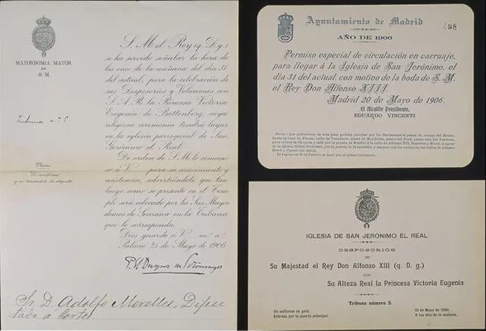 Framed Print : INVITACION, PASE DE TRIBUNA Y PERMISO DE CIRCULACION PARA LA BODA DE ALFONSO XIII Y VICTORIA EUGENIA - 1906 Framed Print : INVITACION, PASE DE TRIBUNA Y PERMISO DE CIRCULACION PARA LA BODA DE ALFONSO XIII Y VICTORIA EUGENIA - 1906