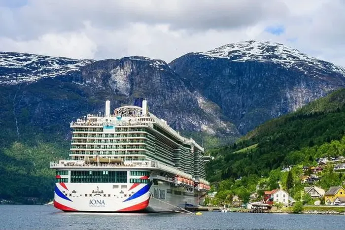 Framed Print : IONA PandO CRUISES from a drone, Olden, Innvikfjorden, Norway, Europe Framed Print : IONA PandO CRUISES from a drone, Olden, Innvikfjorden, Norway, Europe