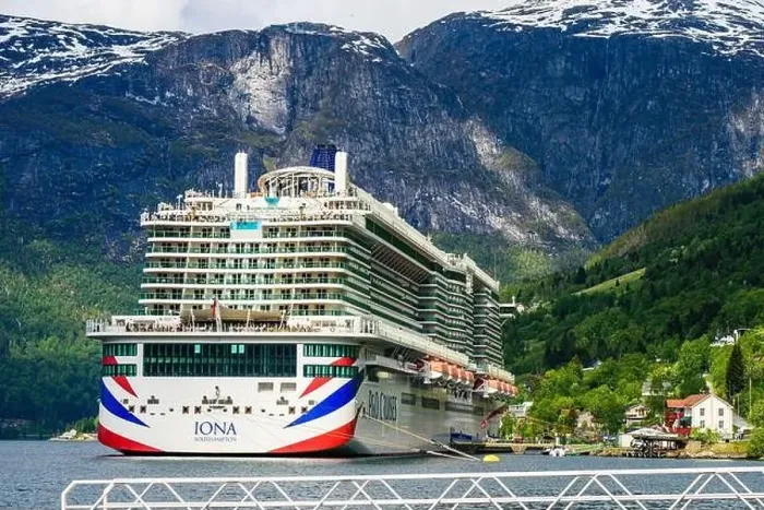 Framed Print : IONA PandO CRUISES from a drone, Olden, Innvikfjorden, Norway, Europe Framed Print : IONA PandO CRUISES from a drone, Olden, Innvikfjorden, Norway, Europe