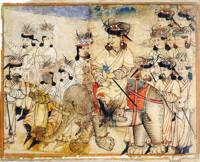 Framed Print : Iran / Persia: Ilkhan on elephant back