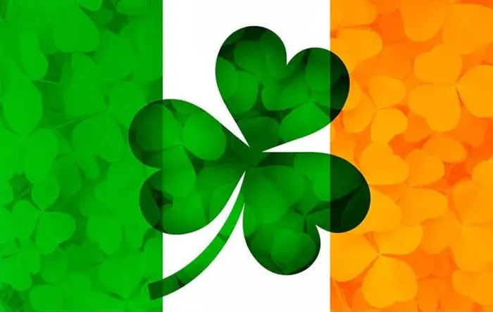 Framed Print : Ireland Flag with Shamrock Leaves Background Illustration Framed Print : Ireland Flag with Shamrock Leaves Background Illustration