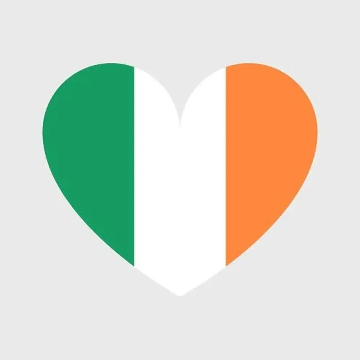 Framed Print : Ireland flag vector icons set in the shape of heart